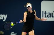 Ashlyn Krueger hits a forehand